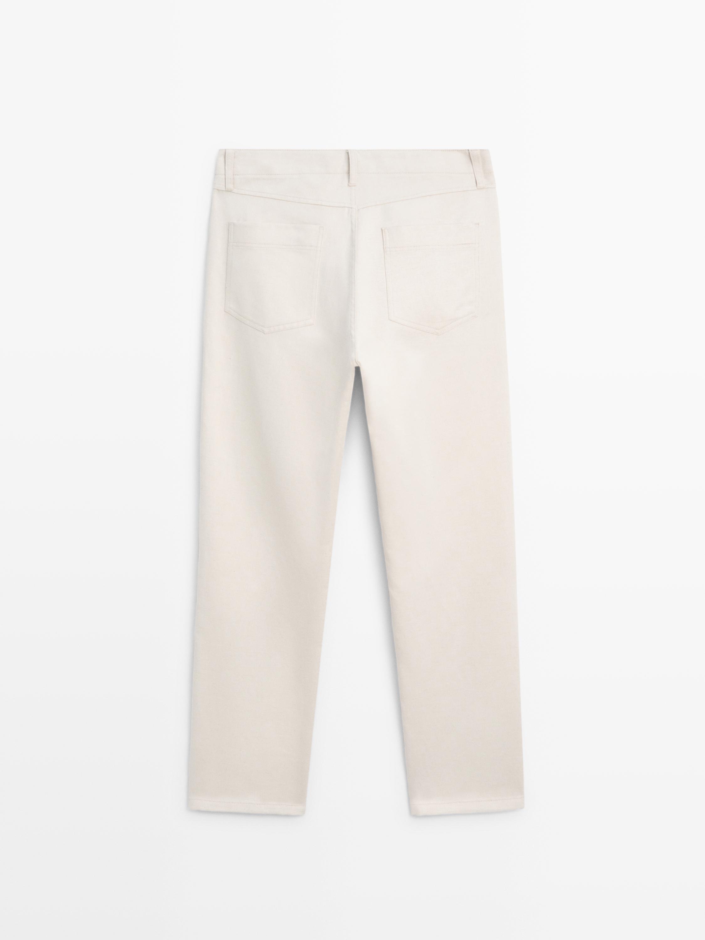 Cotton and linen five-pocket trousers